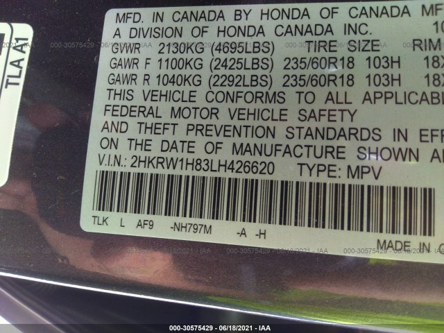 Photo 8 VIN: 2HKRW1H83LH426620 - HONDA CR-V 