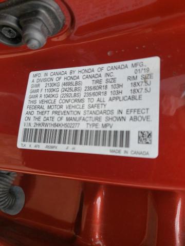 Photo 9 VIN: 2HKRW1H84KH502277 - HONDA CR-V EXL 