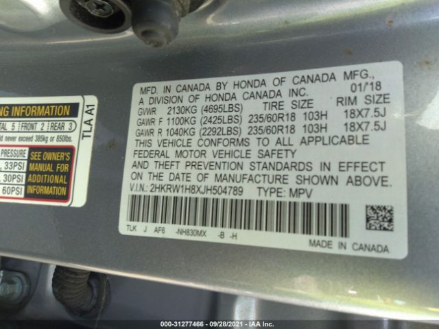 Photo 8 VIN: 2HKRW1H8XJH504789 - HONDA CR-V 