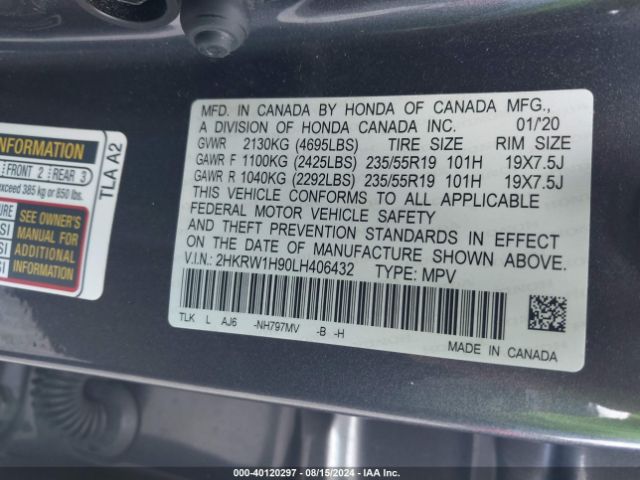 Photo 8 VIN: 2HKRW1H90LH406432 - HONDA CR-V 