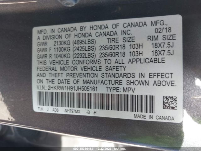 Photo 8 VIN: 2HKRW1H91JH505161 - HONDA CR-V 