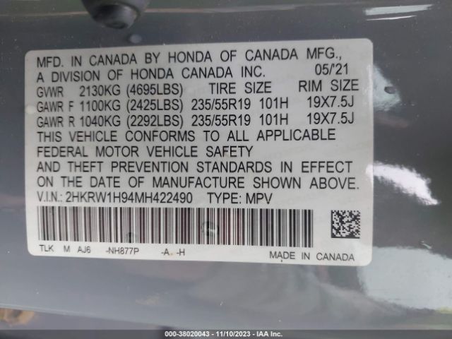 Photo 8 VIN: 2HKRW1H94MH422490 - HONDA CR-V 