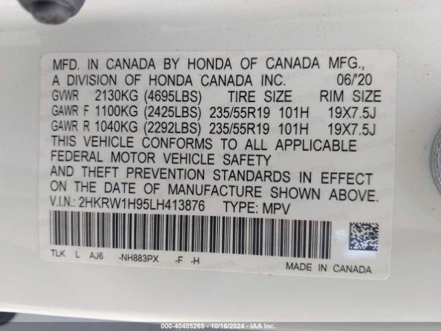 Photo 8 VIN: 2HKRW1H95LH413876 - HONDA CR-V 