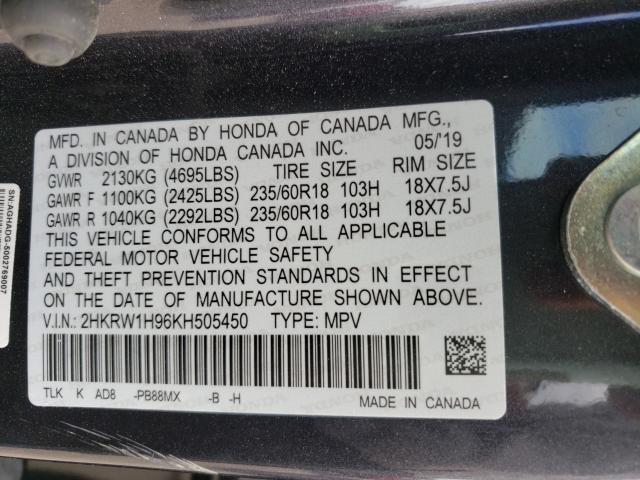 Photo 9 VIN: 2HKRW1H96KH505450 - HONDA CR-V TOURI 