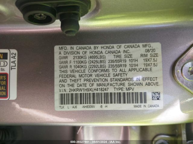 Photo 8 VIN: 2HKRW1H9XLH418247 - HONDA CR-V 