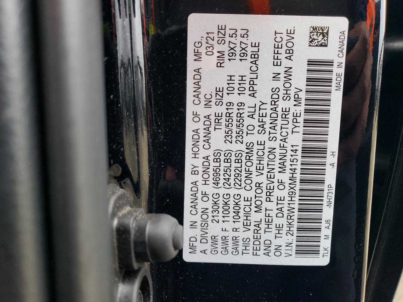 Photo 11 VIN: 2HKRW1H9XMH415141 - HONDA CR-V 