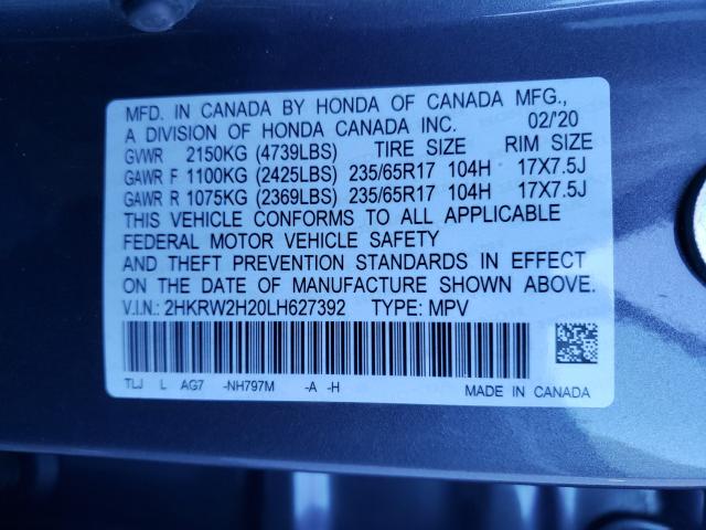 Photo 9 VIN: 2HKRW2H20LH627392 - HONDA CR-V LX 