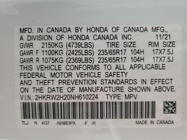 Photo 13 VIN: 2HKRW2H20NH610224 - HONDA CRV 