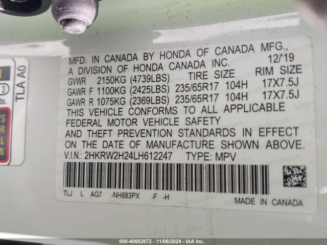 Photo 8 VIN: 2HKRW2H24LH612247 - HONDA CR-V 