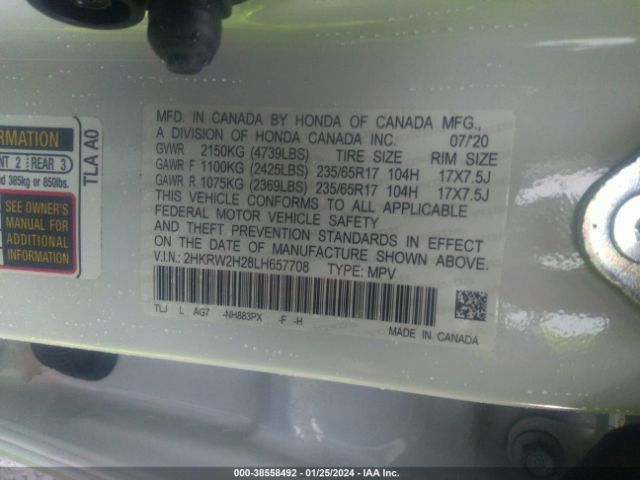 Photo 8 VIN: 2HKRW2H28LH657708 - HONDA CR-V 