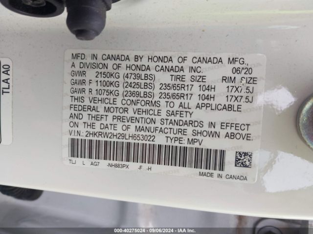 Photo 8 VIN: 2HKRW2H29LH653022 - HONDA CR-V 