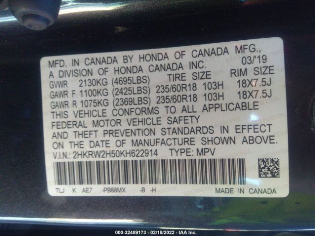 Photo 8 VIN: 2HKRW2H50KH622914 - HONDA CR-V 