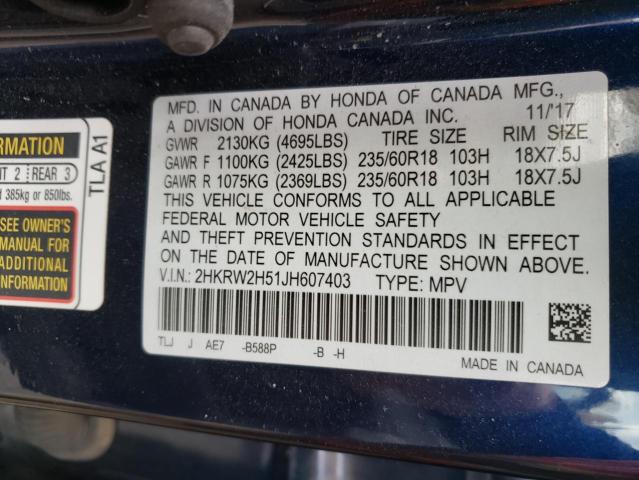 Photo 9 VIN: 2HKRW2H51JH607403 - HONDA CR-V EX 