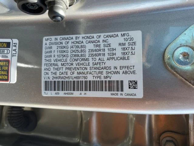 Photo 11 VIN: 2HKRW2H51LH691760 - HONDA CR-V EX 