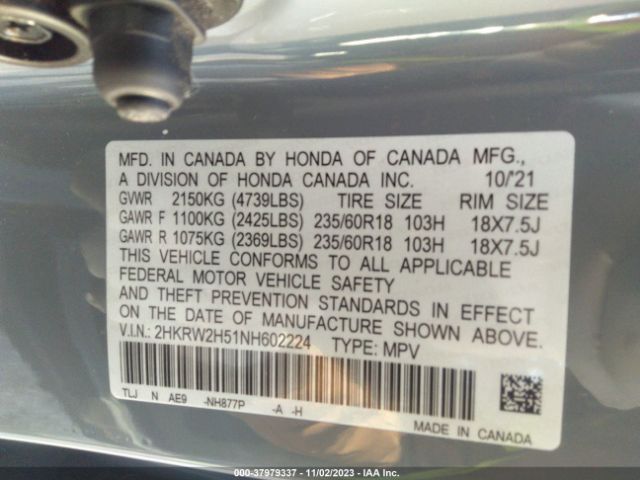 Photo 8 VIN: 2HKRW2H51NH602224 - HONDA CR-V 