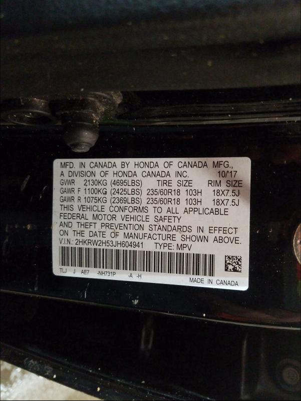 Photo 9 VIN: 2HKRW2H53JH604941 - HONDA CR-V EX 