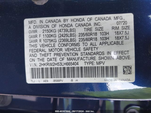 Photo 8 VIN: 2HKRW2H53LH665404 - HONDA CR-V 