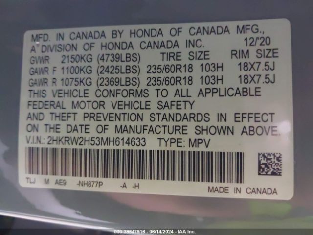 Photo 8 VIN: 2HKRW2H53MH614633 - HONDA CR-V 