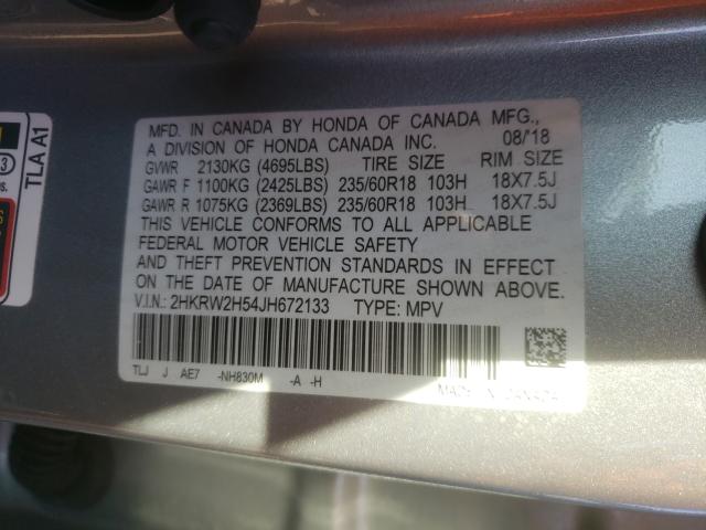 Photo 9 VIN: 2HKRW2H54JH672133 - HONDA CR-V EX 