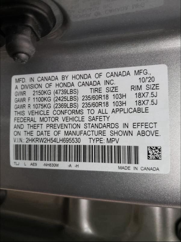 Photo 9 VIN: 2HKRW2H54LH695530 - HONDA CR-V EX 