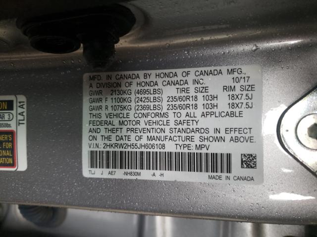 Photo 9 VIN: 2HKRW2H55JH606108 - HONDA CR-V EX 