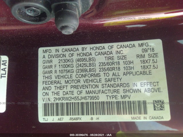 Photo 8 VIN: 2HKRW2H55JH679950 - HONDA CR-V 