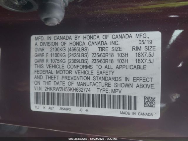 Photo 8 VIN: 2HKRW2H55KH632774 - HONDA CR-V 