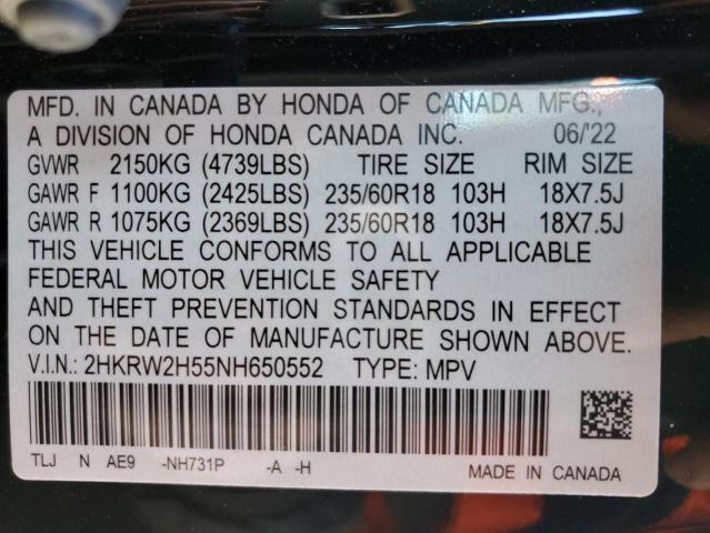 Photo 12 VIN: 2HKRW2H55NH650552 - HONDA CR-V EX 