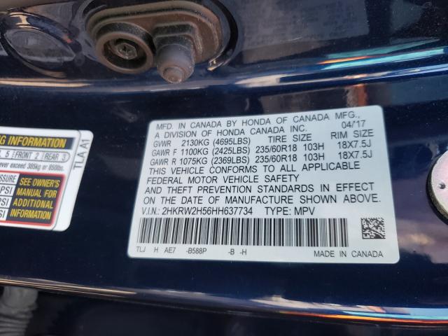 Photo 9 VIN: 2HKRW2H56HH637734 - HONDA CR-V EX 