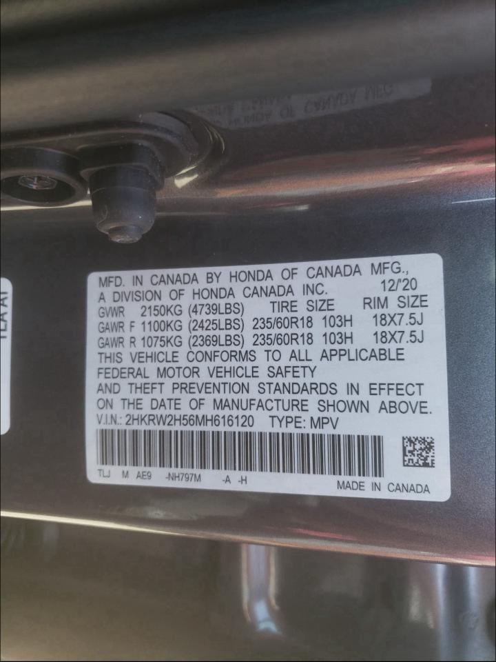 Photo 9 VIN: 2HKRW2H56MH616120 - HONDA CR-V EX 