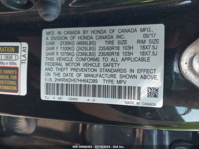 Photo 8 VIN: 2HKRW2H57HH642389 - HONDA CR-V 