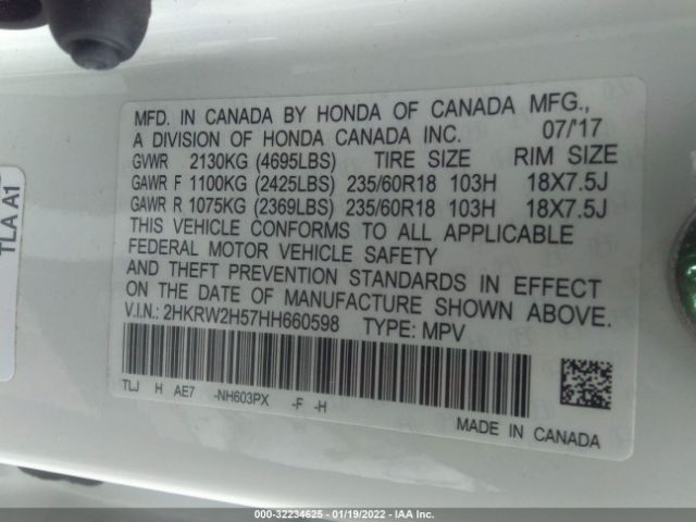 Photo 8 VIN: 2HKRW2H57HH660598 - HONDA CR-V 