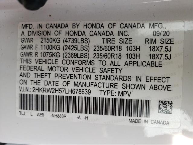 Photo 9 VIN: 2HKRW2H57LH678639 - HONDA CR-V EX 