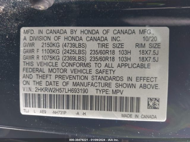 Photo 8 VIN: 2HKRW2H57LH693190 - HONDA CR-V 