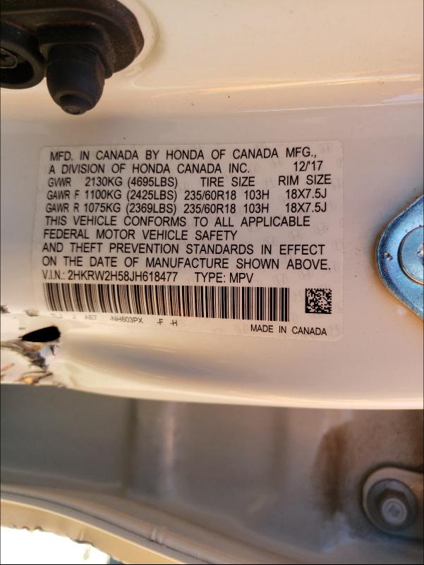 Photo 9 VIN: 2HKRW2H58JH618477 - HONDA CR-V EX 