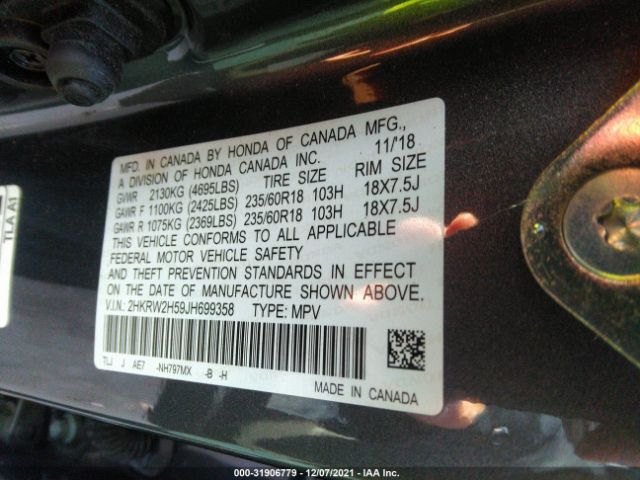 Photo 8 VIN: 2HKRW2H59JH699358 - HONDA CR-V 