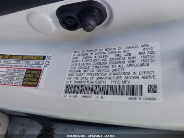 Photo 8 VIN: 2HKRW2H59NH620745 - HONDA CR-V 