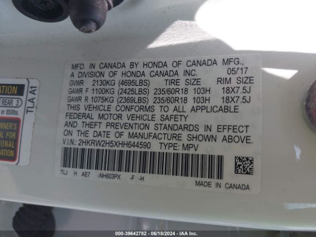 Photo 8 VIN: 2HKRW2H5XHH644590 - HONDA CR-V 