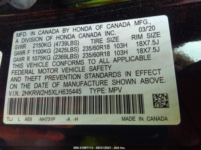 Photo 8 VIN: 2HKRW2H5XLH635445 - HONDA CR-V 