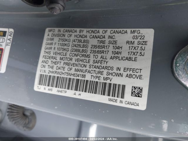 Photo 8 VIN: 2HKRW2H75NH634188 - HONDA CR-V 