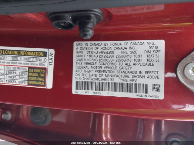 Photo 8 VIN: 2HKRW2H80JH640161 - HONDA CR-V 