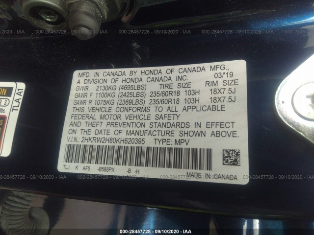 Photo 8 VIN: 2HKRW2H80KH620395 - HONDA CR-V 