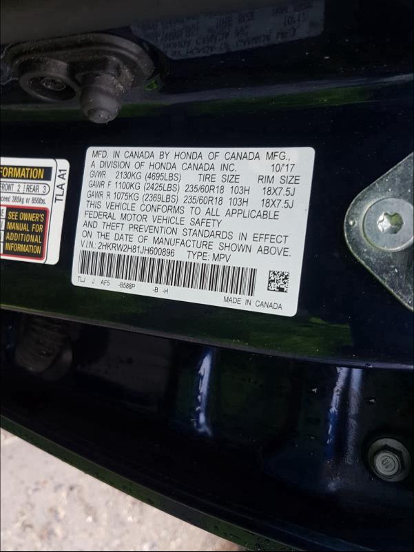 Photo 9 VIN: 2HKRW2H81JH600896 - HONDA CR-V 