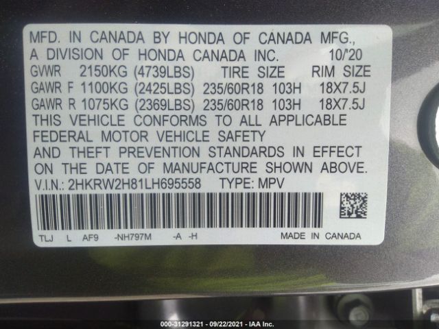 Photo 8 VIN: 2HKRW2H81LH695558 - HONDA CR-V 