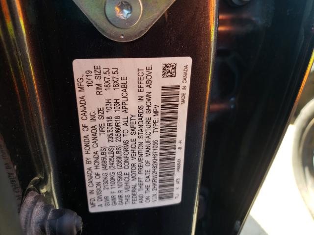 Photo 9 VIN: 2HKRW2H82KH671056 - HONDA CR-V EXL 