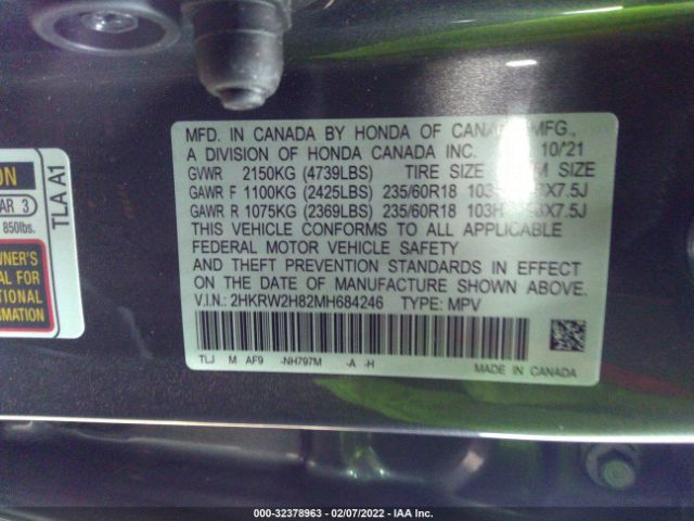 Photo 8 VIN: 2HKRW2H82MH684246 - HONDA CR-V 