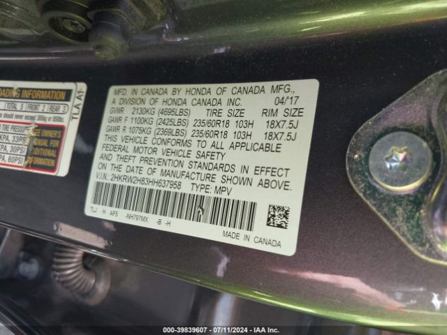 Photo 8 VIN: 2HKRW2H83HH637958 - HONDA CR-V 