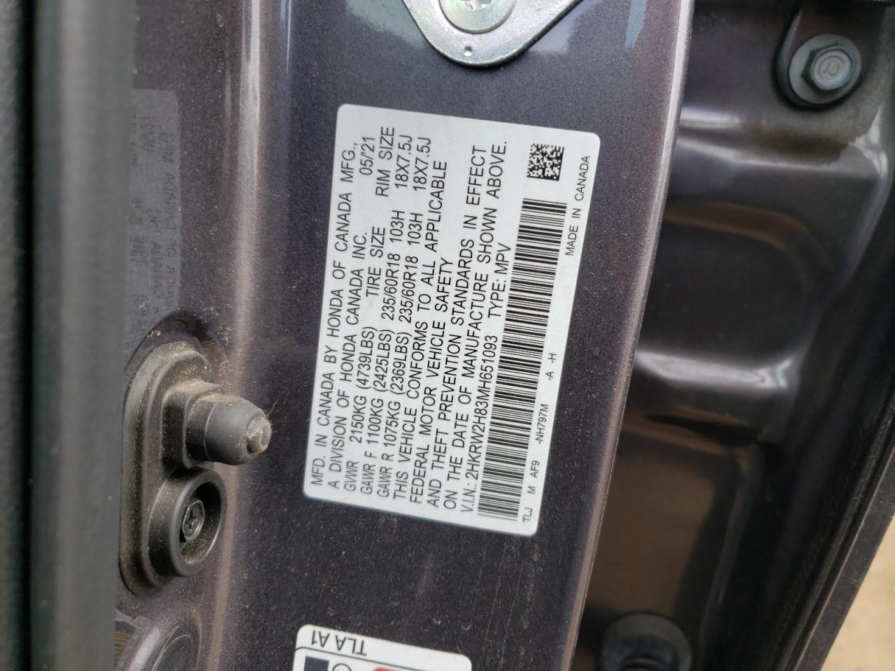 Photo 12 VIN: 2HKRW2H83MH651093 - HONDA CR-V 