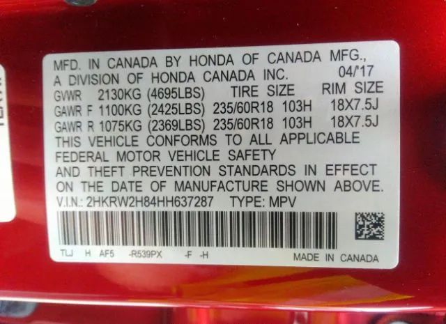 Photo 8 VIN: 2HKRW2H84HH637287 - HONDA CR-V 