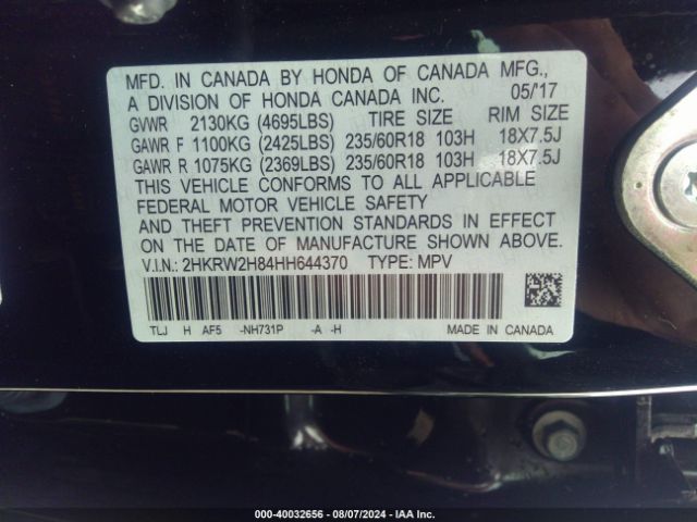 Photo 8 VIN: 2HKRW2H84HH644370 - HONDA CR-V 